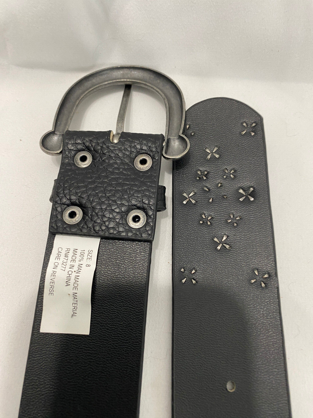 Kohls Womens Belt Black Man Made Materials With Rivets 1.75″ Wide