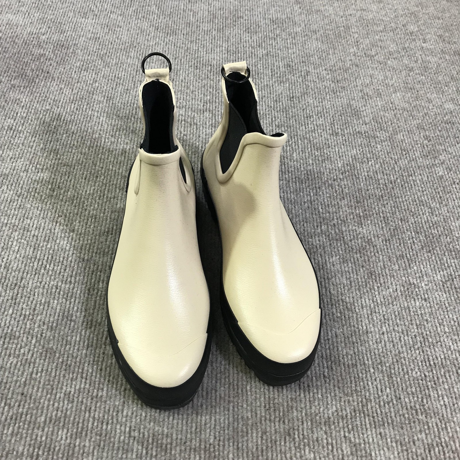 Stutterheim Chelsea Rainwalker Boots Mens Size 8 Beige Rubber Waterproof Pull On