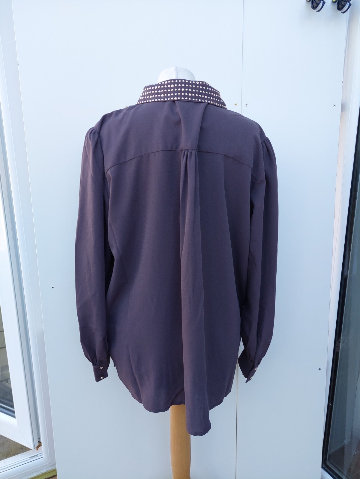 Frank Usher Studded Blouse Crepe Feel Long Sleeve New Size L/XL