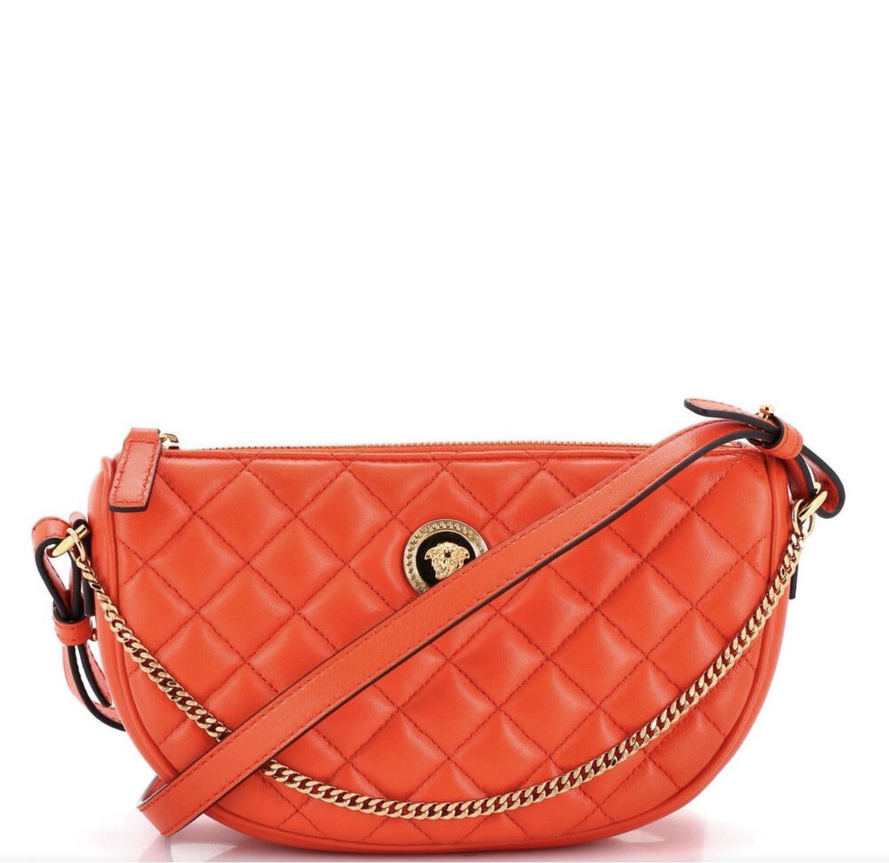 NWT Versace Half Moon Bag + Metal Coral Gold $ 1875 Retail Hot Deal