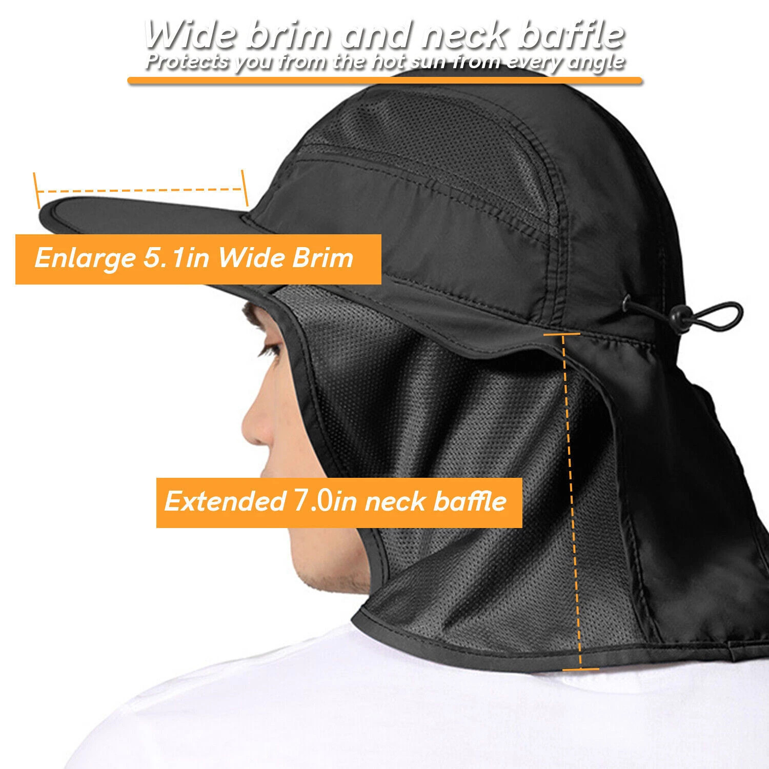 Sun Hat for Men Women with Neck Flap Wide Brim Sun Hat UPF 50+ UV Protective USA
