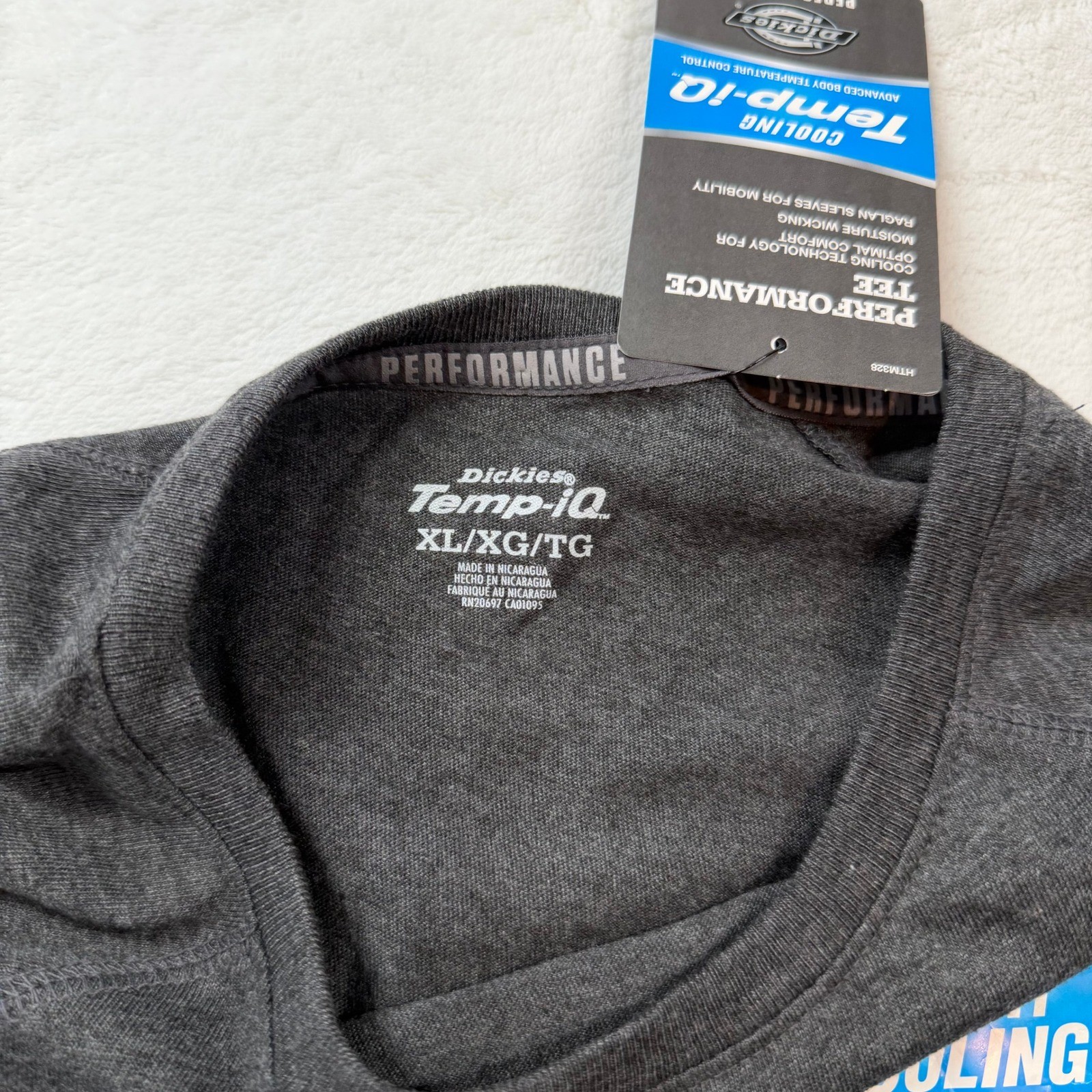 Dickies Performance Tee Mens XL Charcoal New Temp-iQ Cooling Pocket T-Shirt