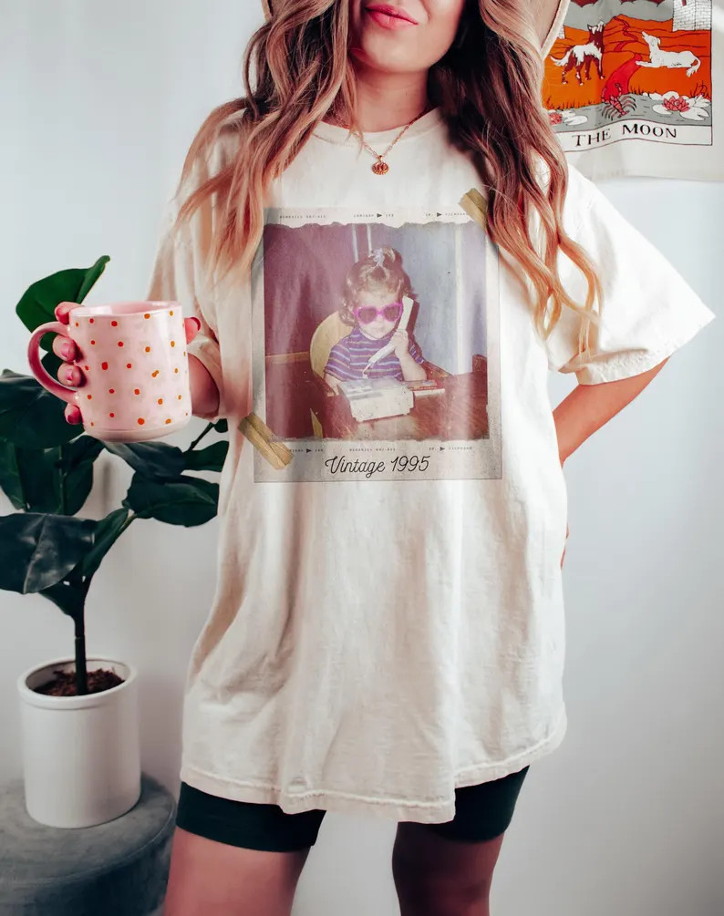 Custom Vintage Photo Year Comfort Tee Personalized Shirt Gift