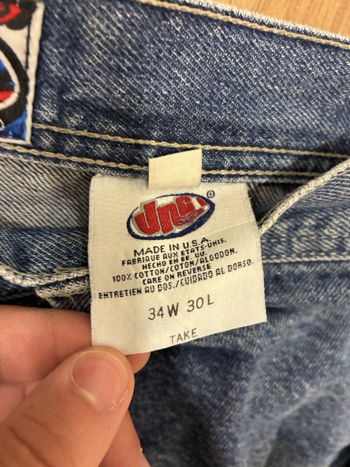 90s JNCO Men’s Blue Wide-Leg Relaxed Fit Denim Jeans, Medium Wash 5-Pocket