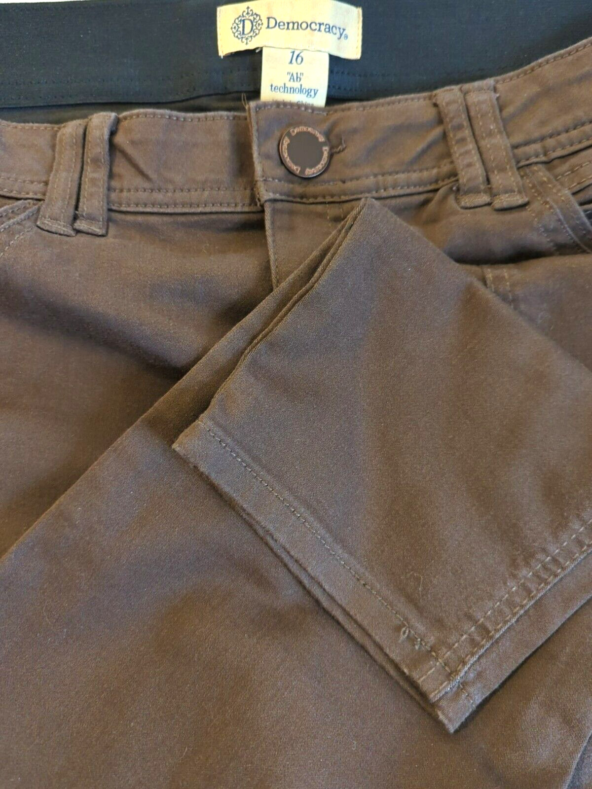 Democracy Jeans AB Technology Women 16 Dark Brown Shaping Slimming Stretch