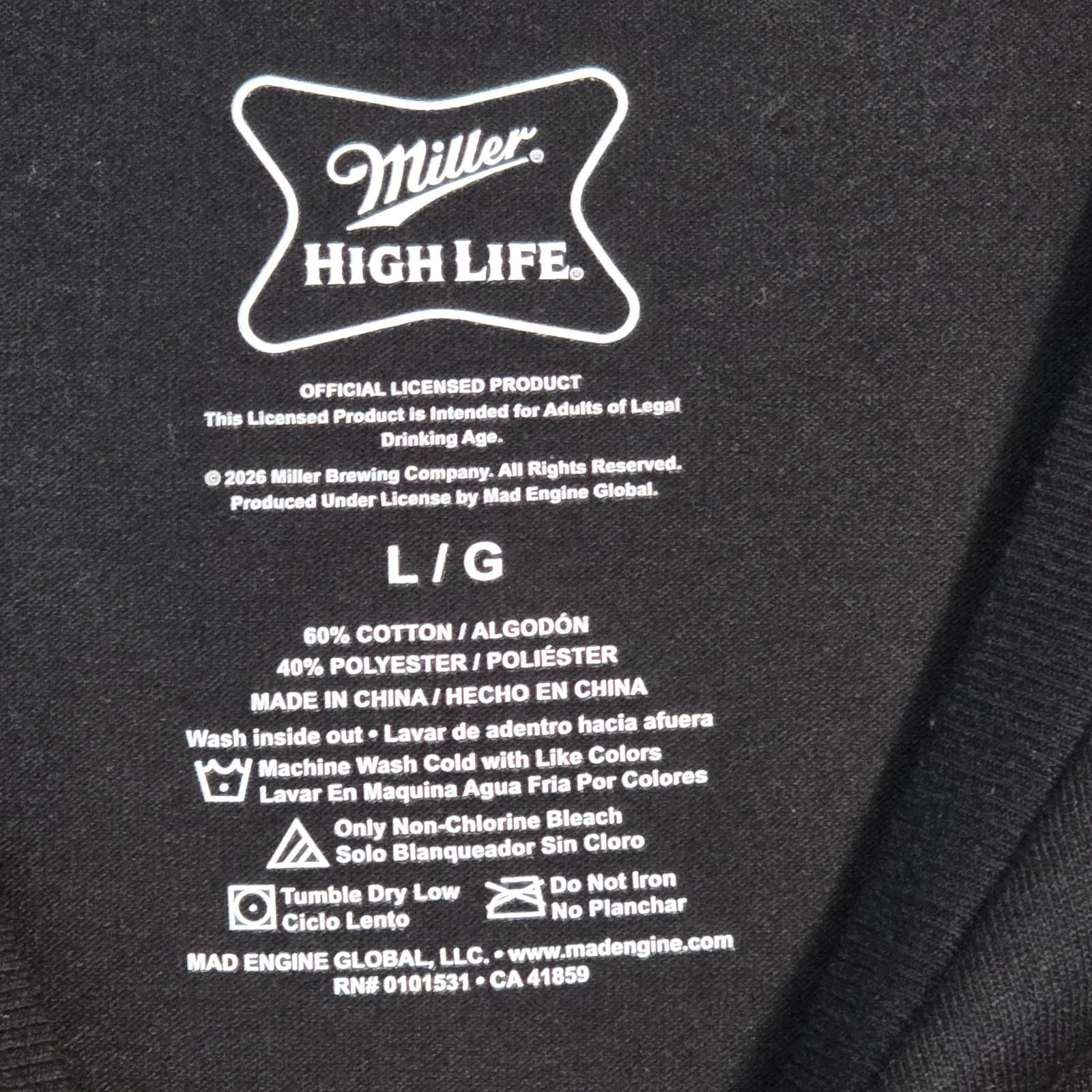 MILLER HIGH LIFE Beer Shirt Mens Large Black Distressed Hunting Casual tee NWT B