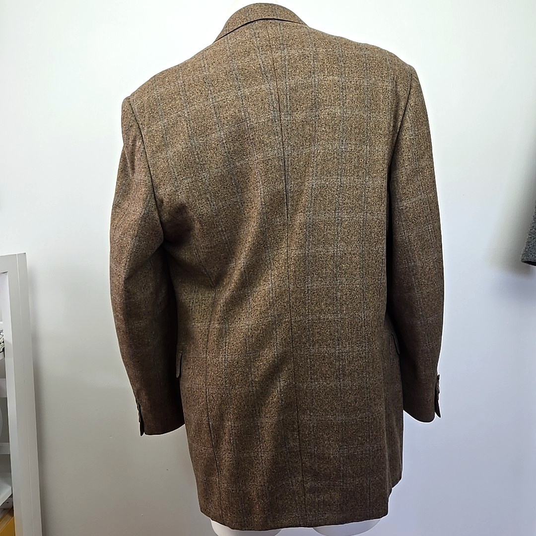 Canali Blue Label Wool Cashmere Blazer Tweed Jacket Window Pane EU 58 L US 46