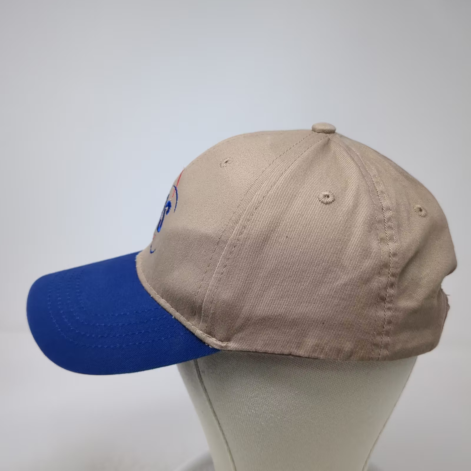 Beige Blue CDS Embroidered Adjustable Two Tone Baseball Cap One Size Hat