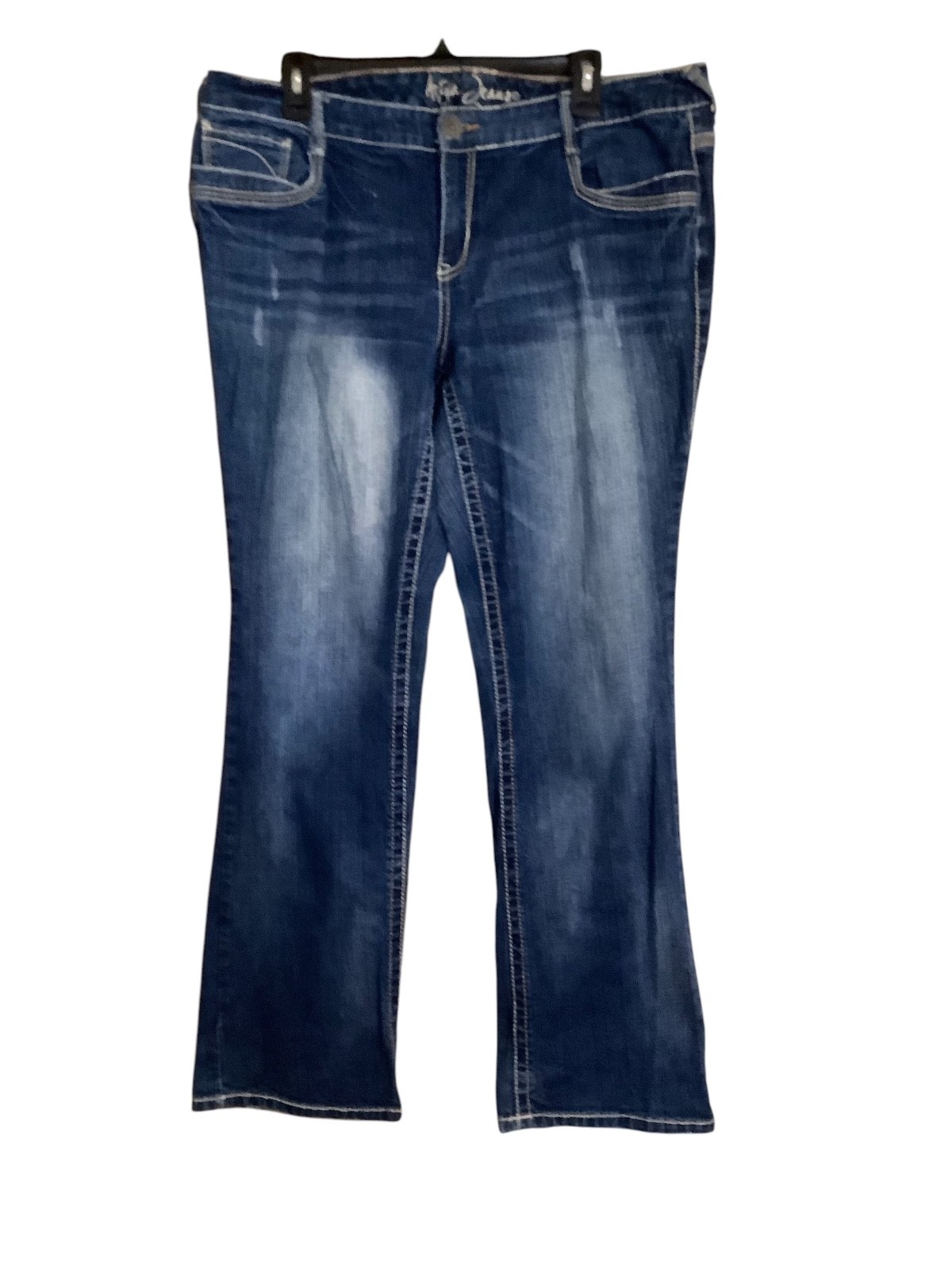 Amethyst Jeans Women’s Sz 18 Bootcut Flare Whiskers Flap Pockets Distressed Y2K