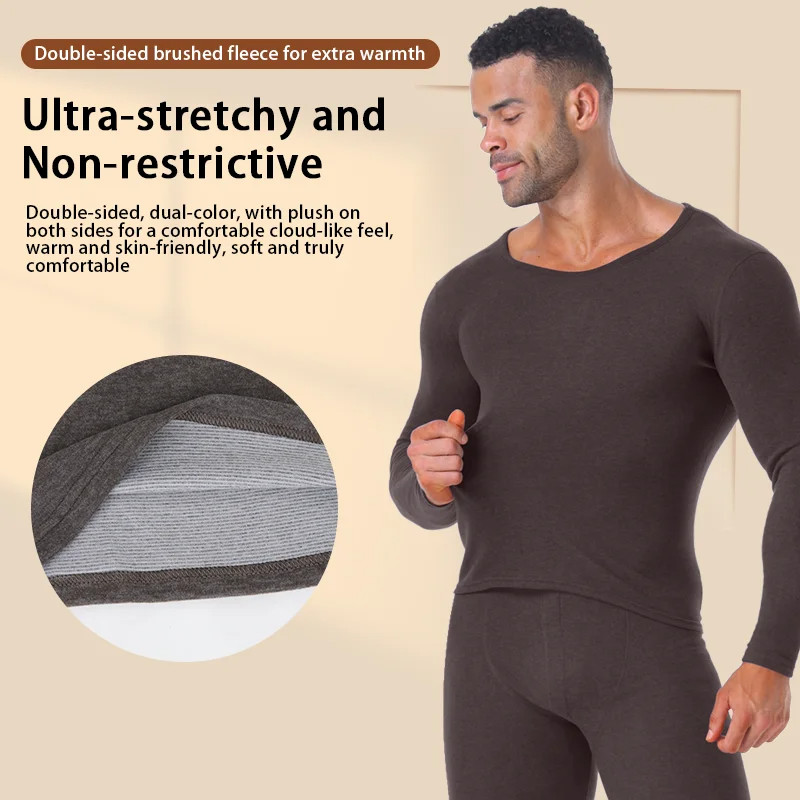 Men Seamless Thermal Underwear Fleeced Lined Long Johns Set Warm Tops&Panties US