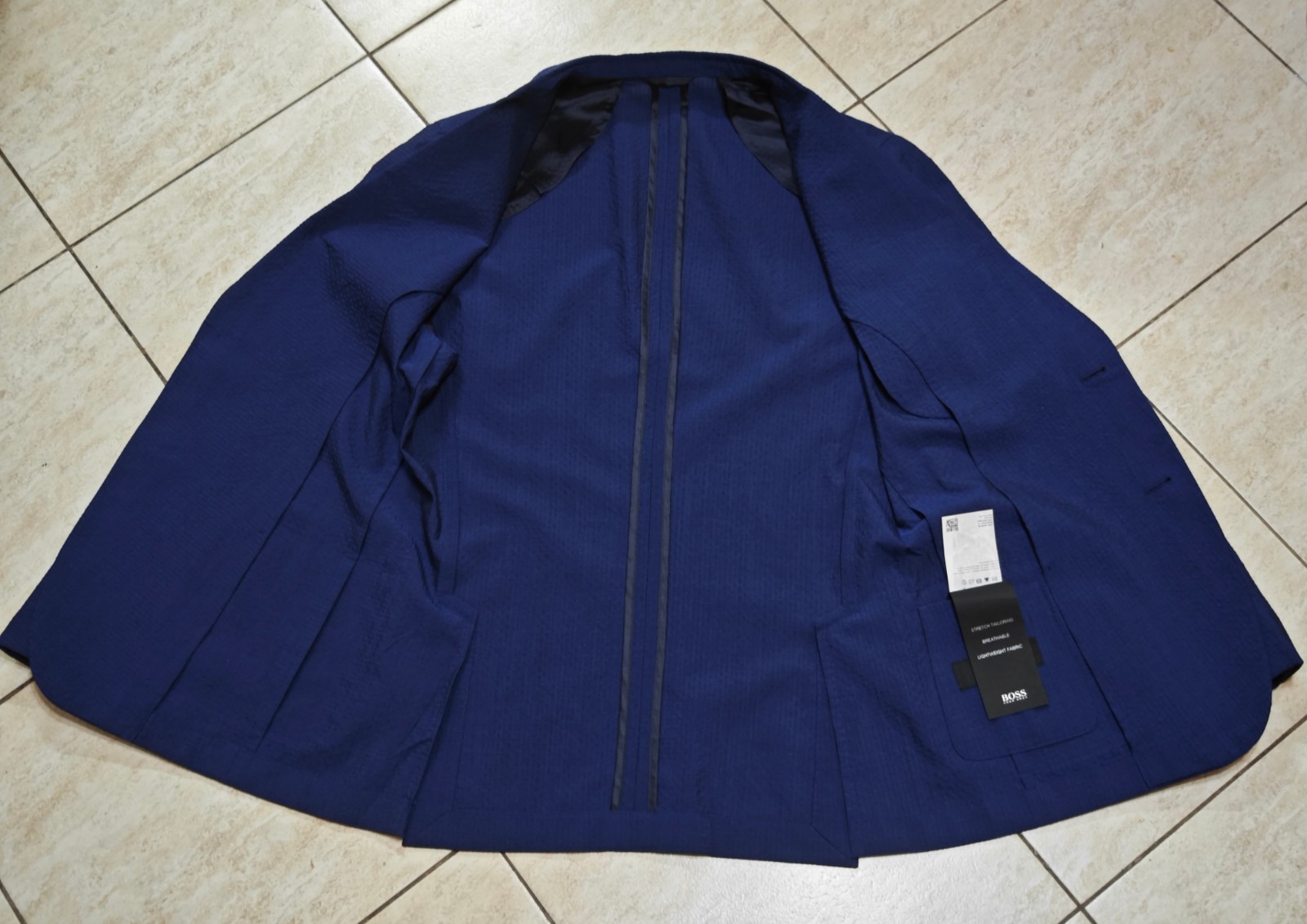 Hugo Boss Nold2 Slim Fit Blazer Men 48 Navy Virgin Wool Stretch Tailored Jacket