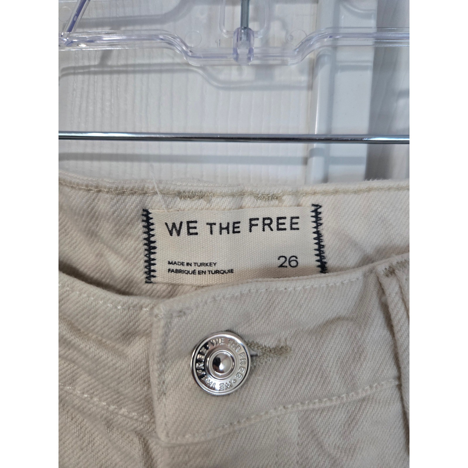 We The Free Free People Wide Leg Raw Hem Jeans Cream Off White Size 26