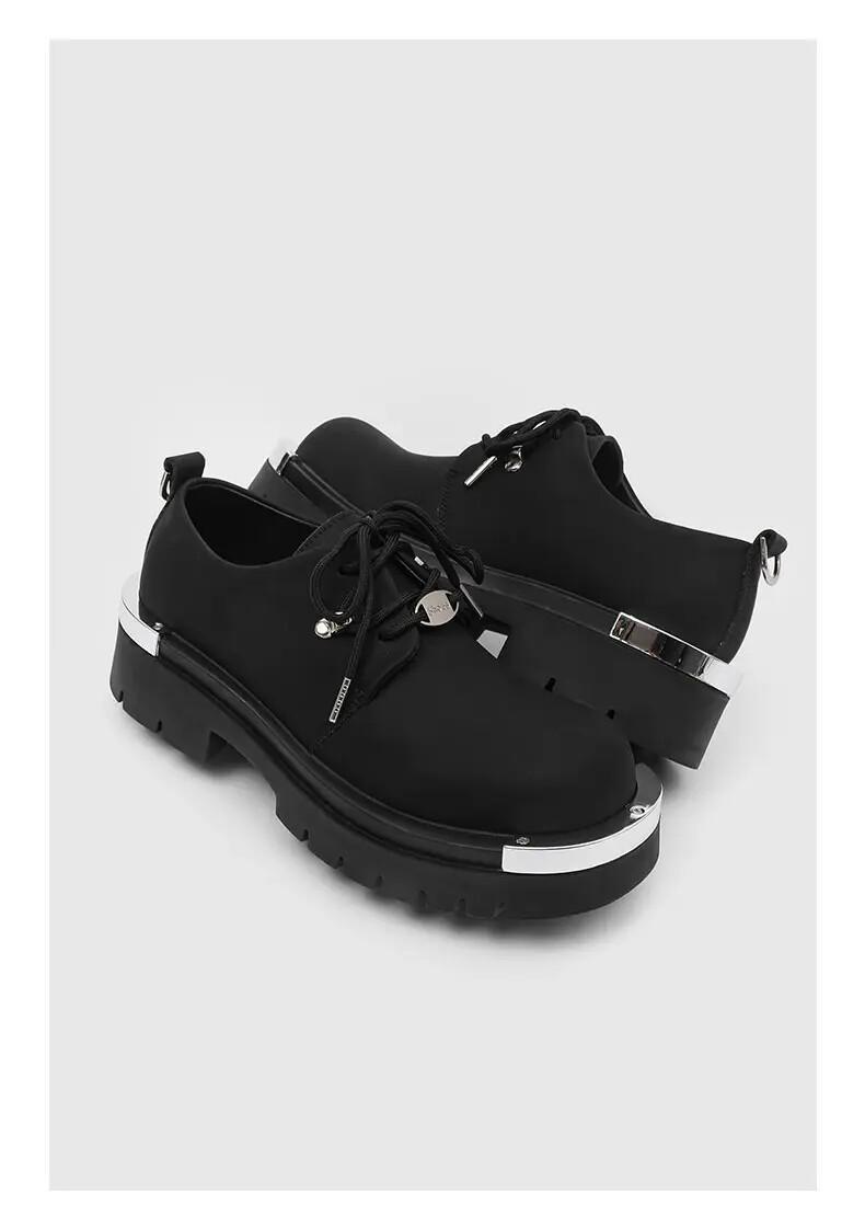 Mens Metal Round Toe Casual Lace Up Dress Formal Business Platform Fashion Shoes