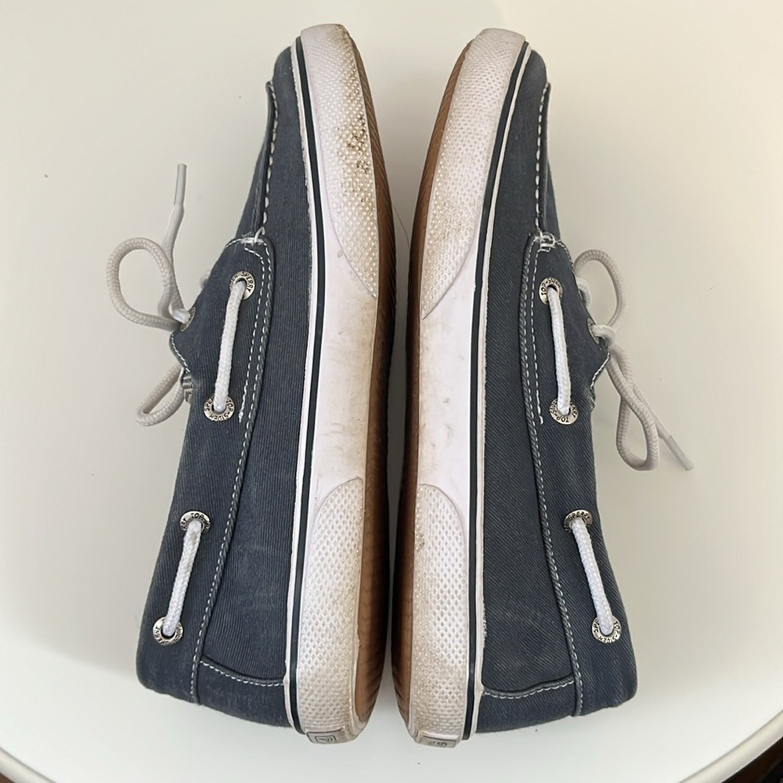 Sperry Top Sider Halyard Blue Canvas Loafer Boat Shoes Youth Size 3.5M