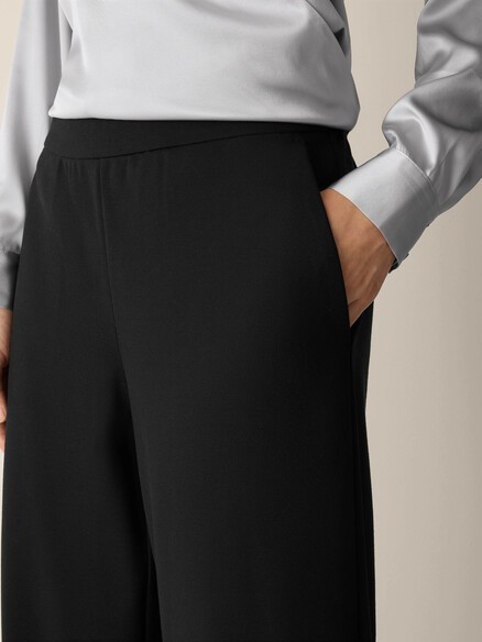 Eileen Fisher Plus Black Washable Flex Ponte Wide-Leg Pant Easy Fit Ankle 1X