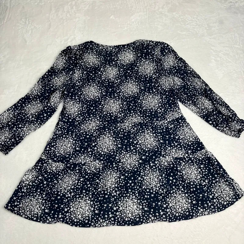 Boden Navy Floral Smock Top UK 10 Boho Cottagecore Peplum Blouse