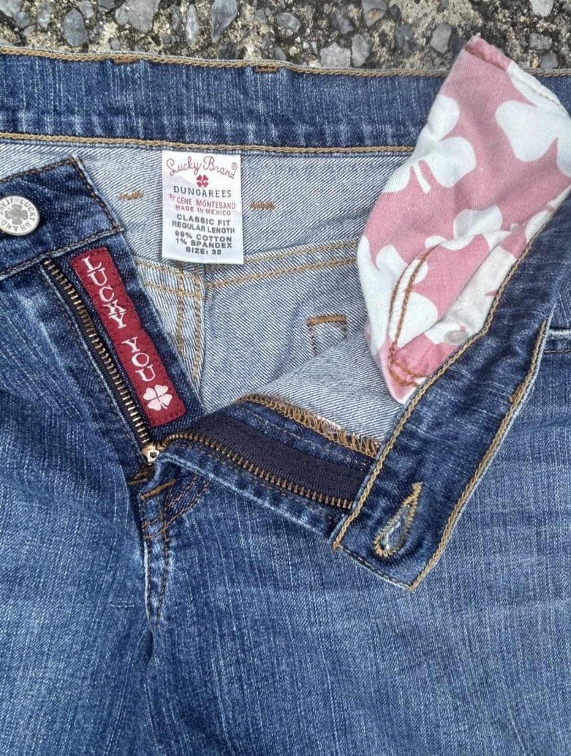 VTG 2000s Lucky Brand Dungarees Jeans By Gene Montesano 32 Classic Fit Y2K Blue