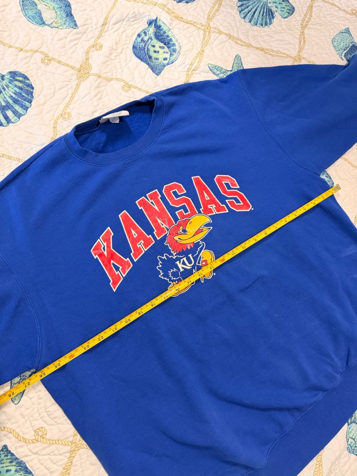 Champion Men’s Kansas Jayhawks KU Graphic Crewneck Fleece Sweatshirt Blue XL