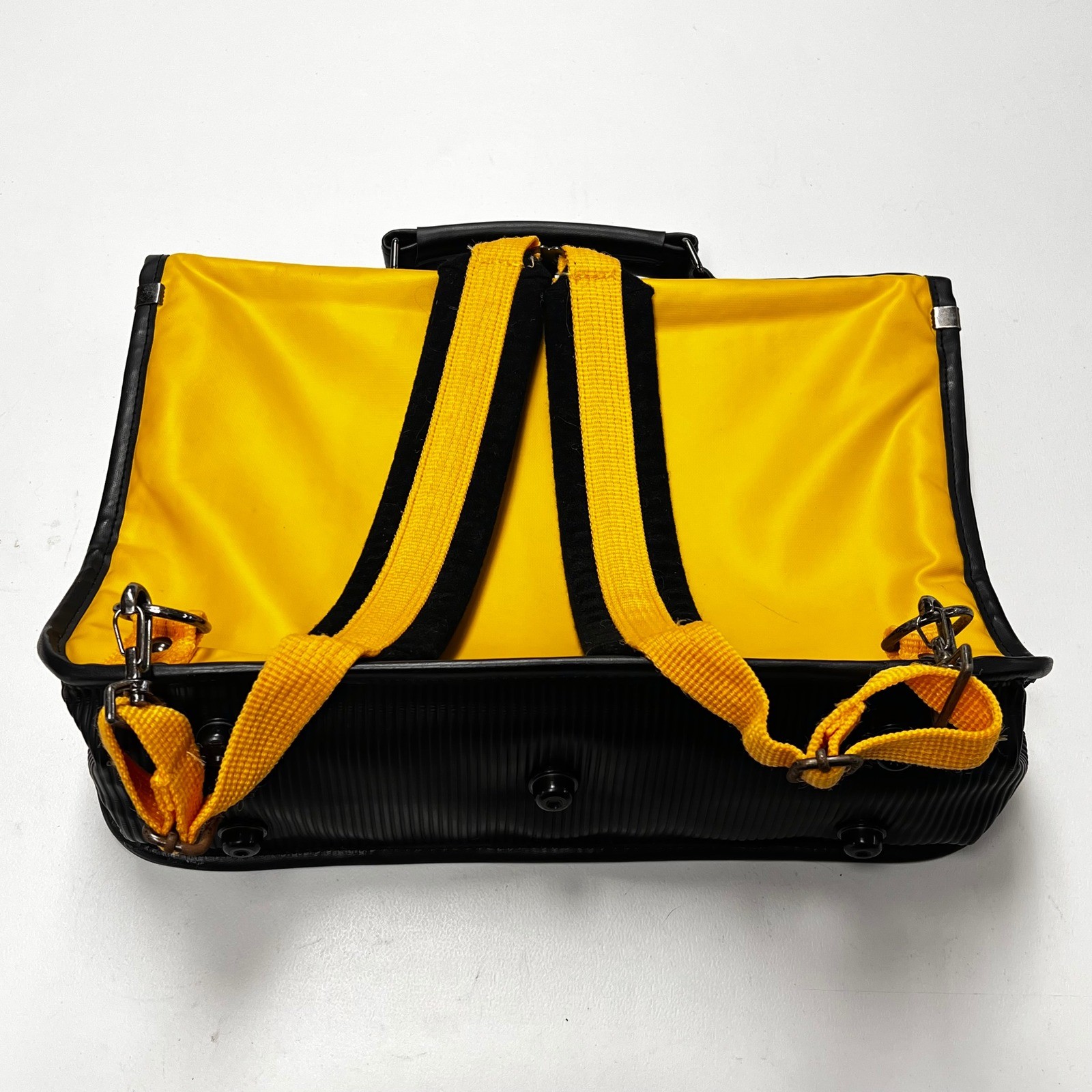 1988 Vintage Snoopy Sally Peanuts Backpack Briefcase Yellow Nylon Kids Japan