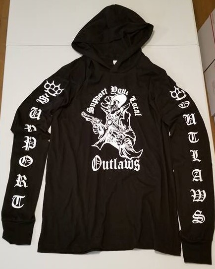 SYLO Support Outlaws motorcycle biker long sleeve hooded hoodie t shirt