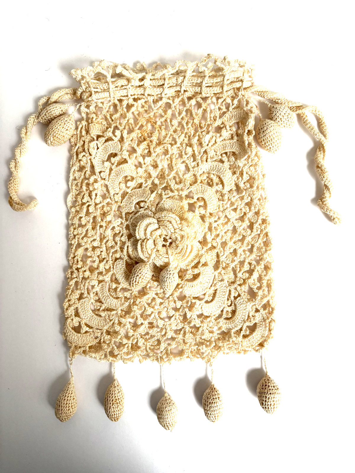 3 Styles of Handmade Victorian Crocheted/Tatted/Knotted Drawstring Reticule Bags