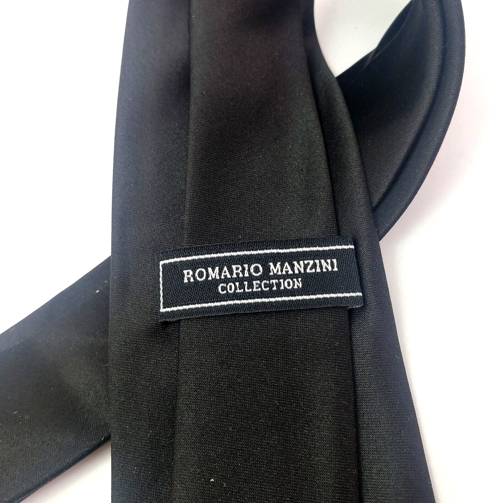 Romario Manzini Collection Mens Black Polyester 2.75″ by 48″ Skinny Neck Tie
