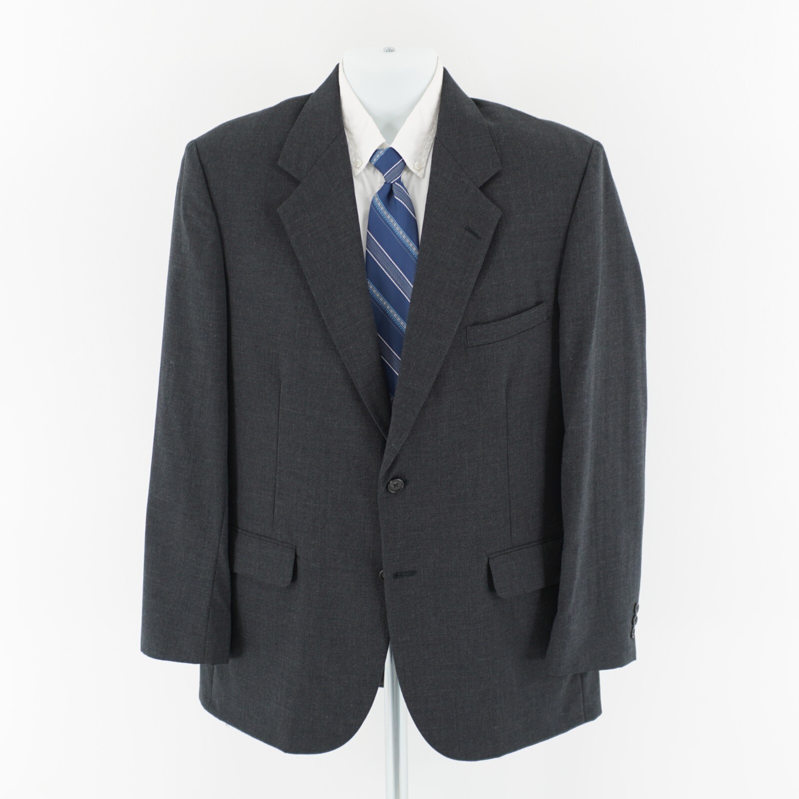 Tailors Row Deansgate Worsted Wool Gray USA 2 Button Blazer Sport Coat 42L