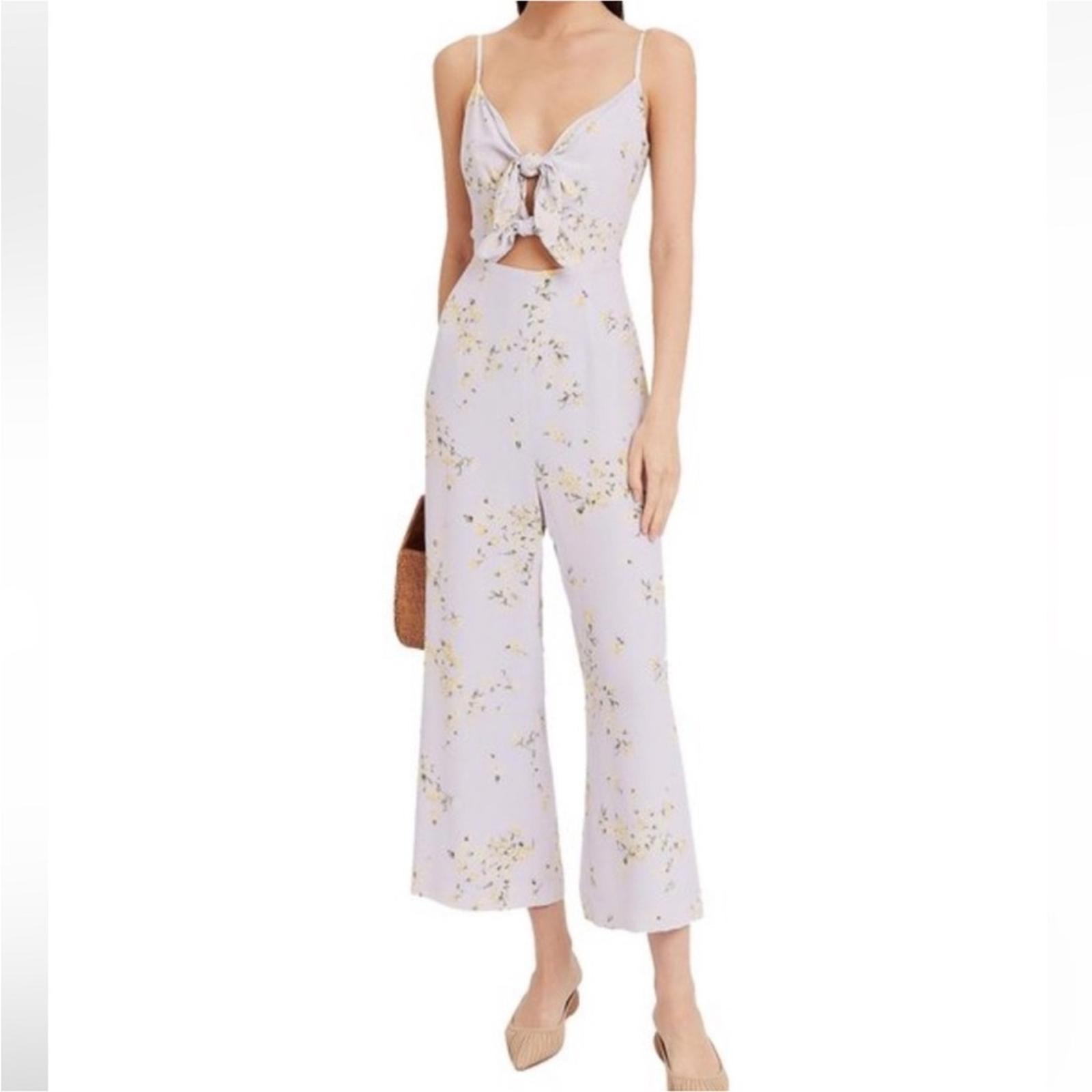 Intermix brand Octavia floral lilac silk jumpsuit Size 4 Lavender with Flowers