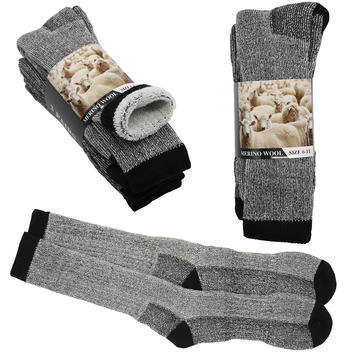 6 Pairs Merino Wool Thick Double Cushion Heavy Duty Socks Tradie Warm Thermal