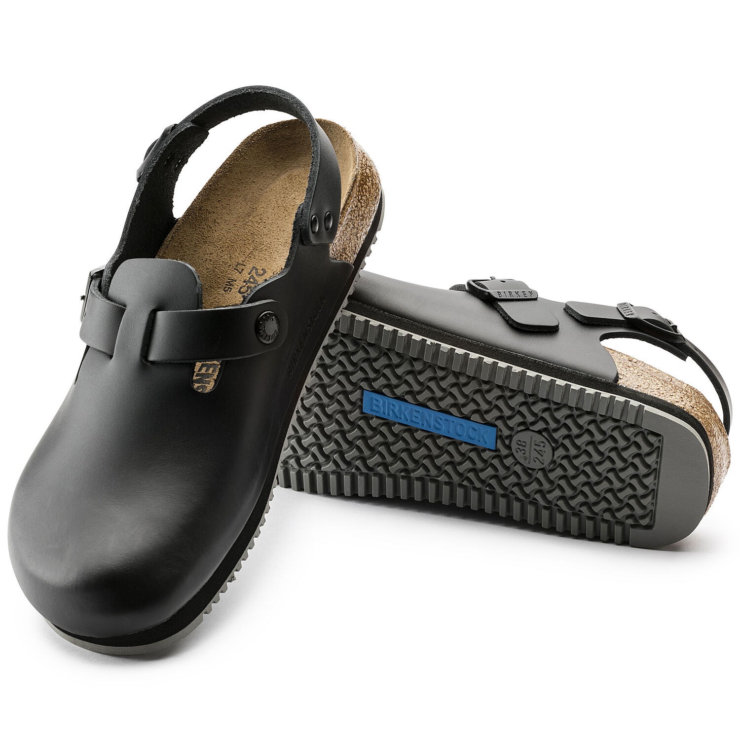 BIRKENSTOCK TOKIO SL BLACK MEDIUM/NARROW WIDTH PROFESSIONAL SUPER GRIP LEATHER N