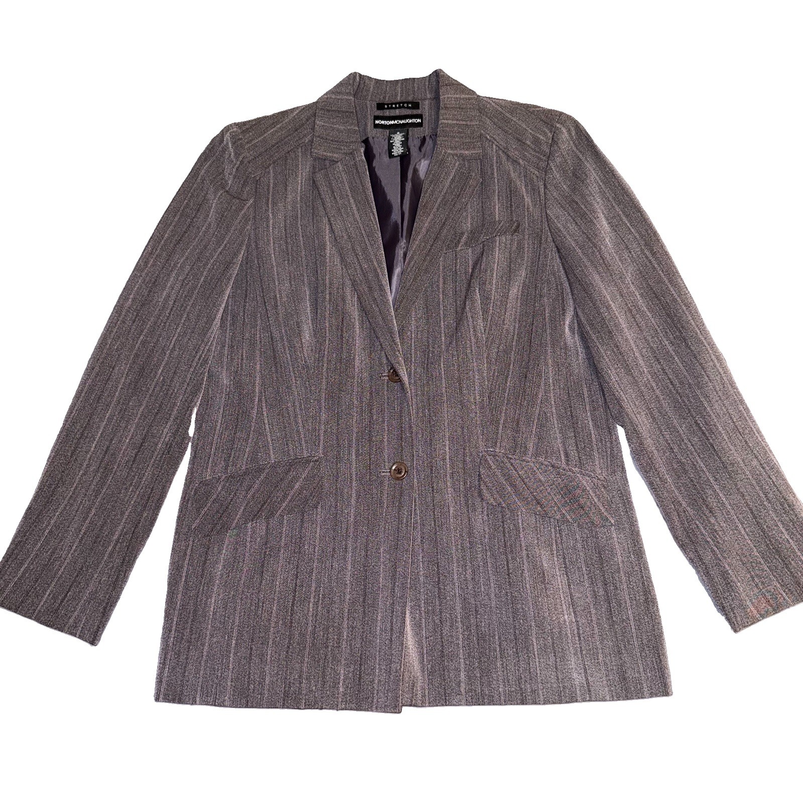 Vintage Y2K Norton McNaughton Stretch Blazer 8 Dark Academia Pinstripe Corpcore