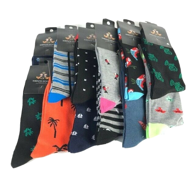 GK Men’s Novelty Socks Assorted Colors Designs Mid-Calf Shoe One Pair Size 10-13