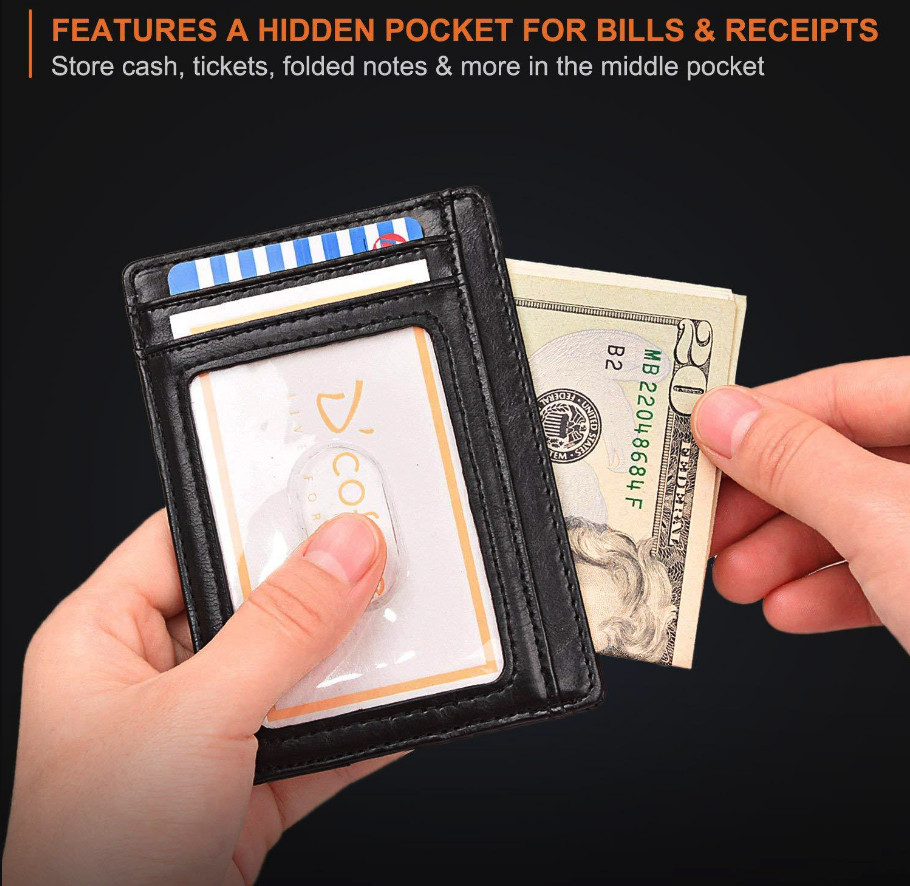 Mens Leather Slim Wallet Credit Card Holder RFID Blocking Pocket ID Money PU USA