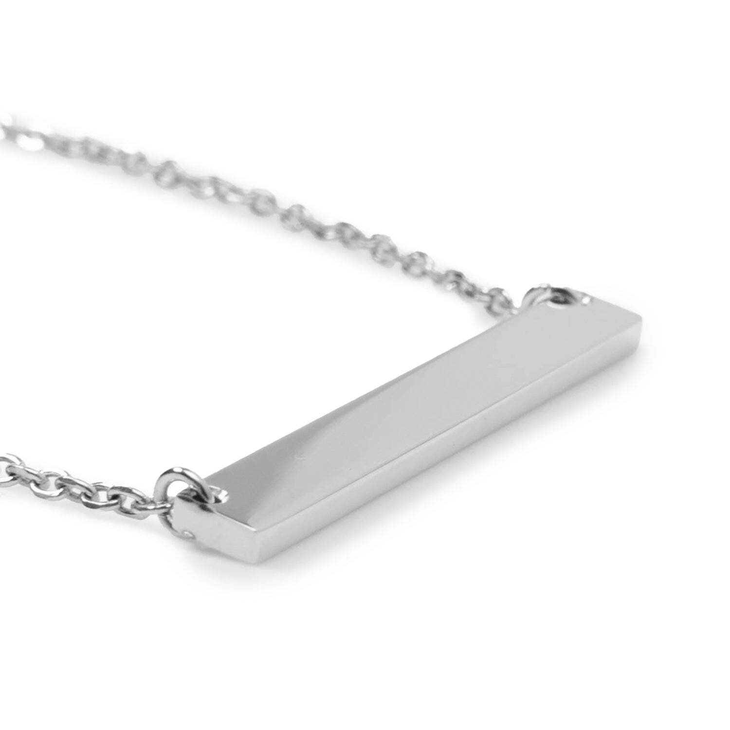 Stainless Steel Engravable Bar Pendant Women’s Necklace