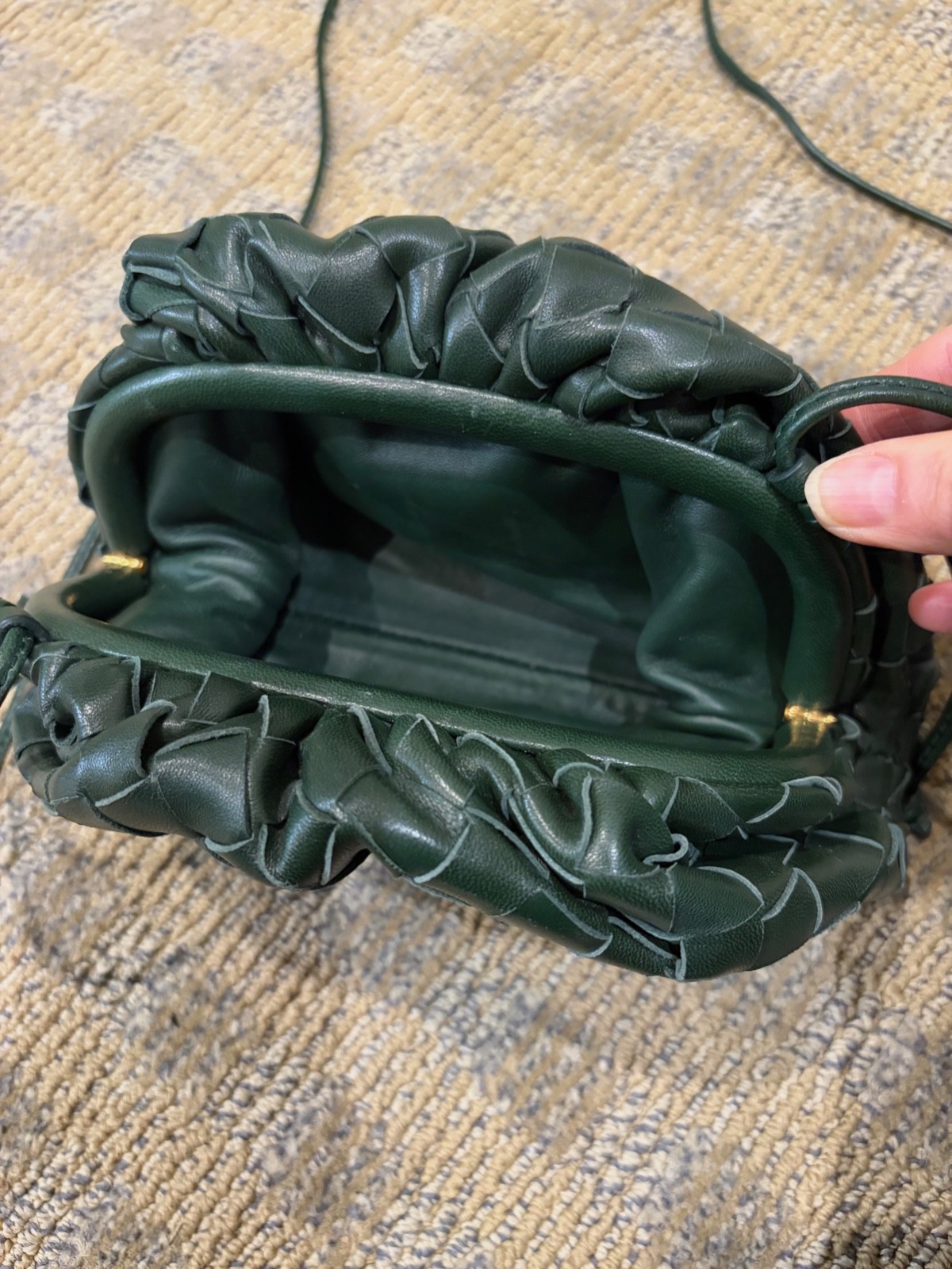 Bottega Vaneta stunning forest green mini pouch clutch or cross body