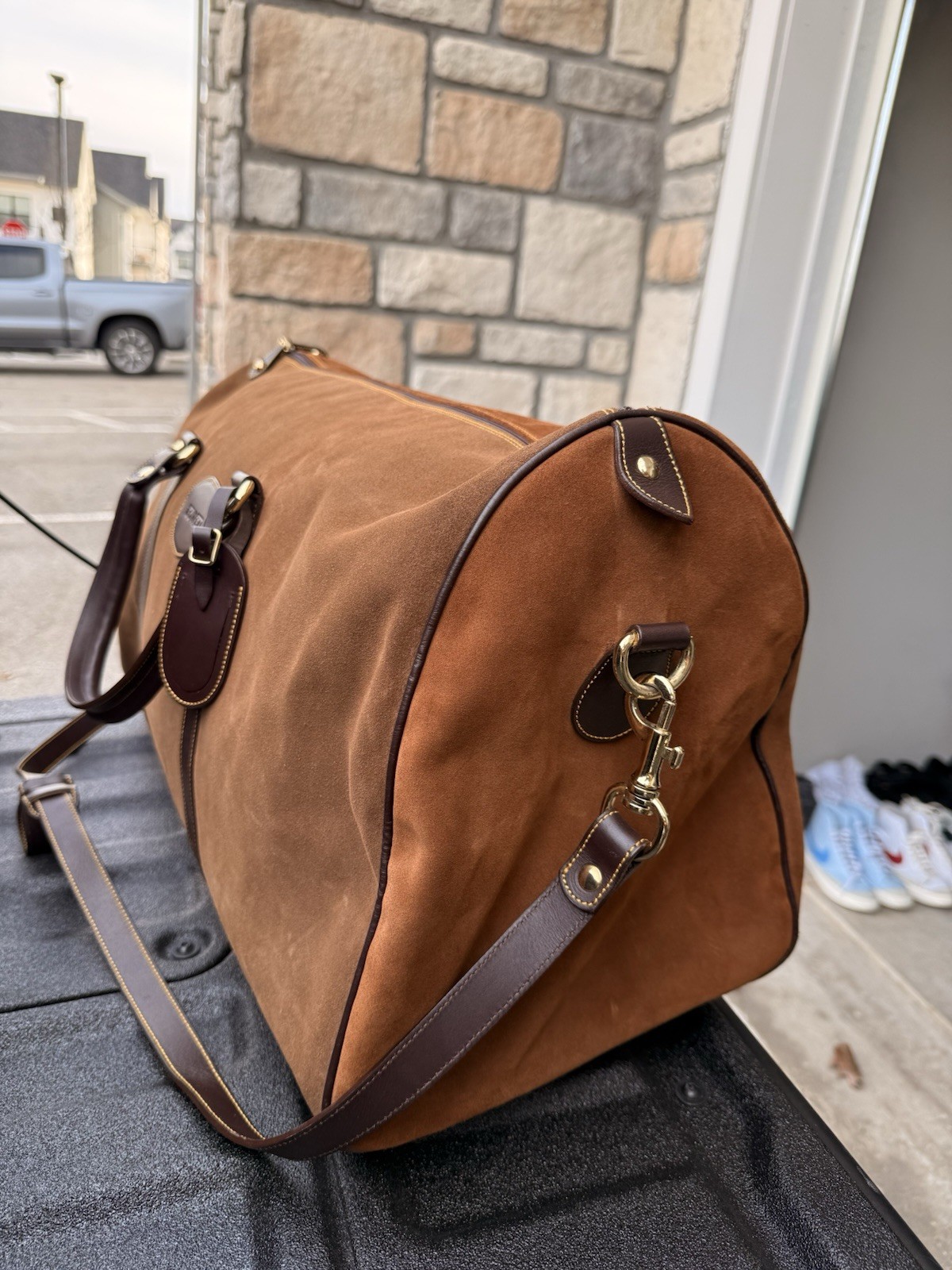 Bowen Premium Suede Brown Leather Duffle Bag