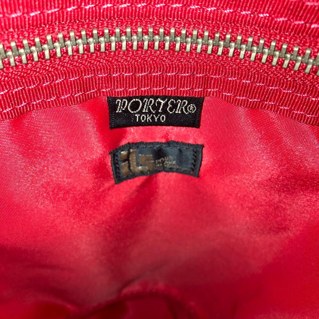 Porter L-Fine Ils Rucksack Backpack Nylon Polyester Black Red Used