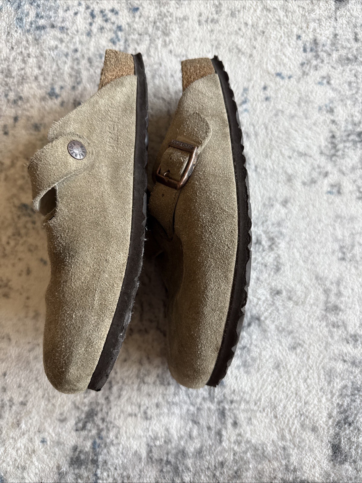 Birkenstock Boston Clogs Womens 39 US 8 8.5 Narrow Light Sage Gray Suede Slip On