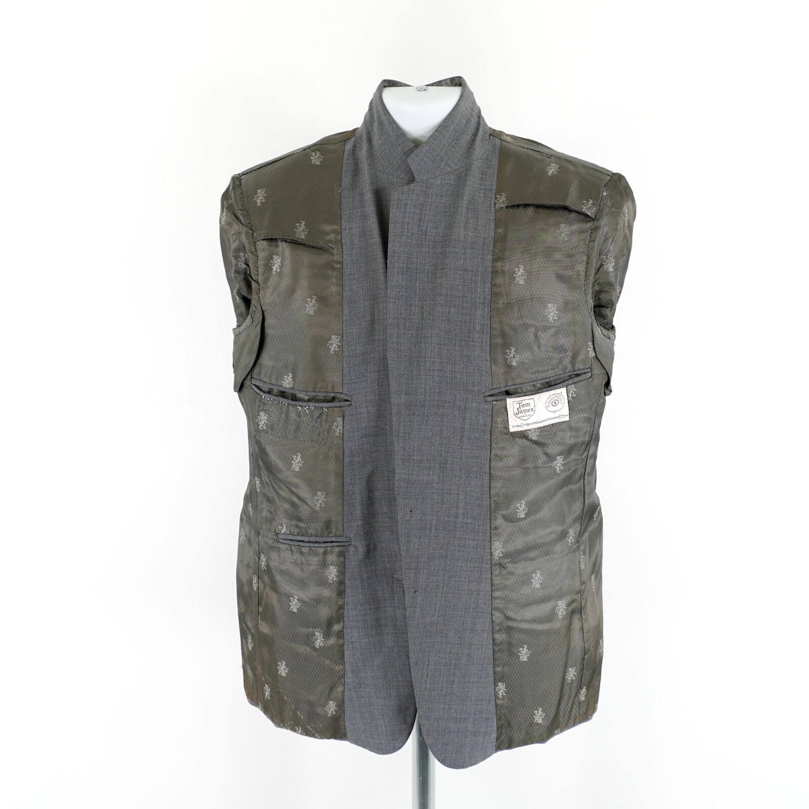 Tom James Gray W/ Hint Of Blue Wool 2 Button Blazer 38S