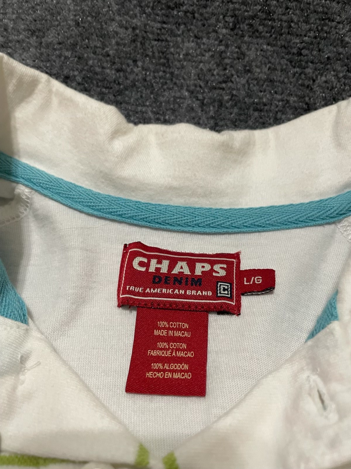Chaps Denim Striped Polo Shirt L/G