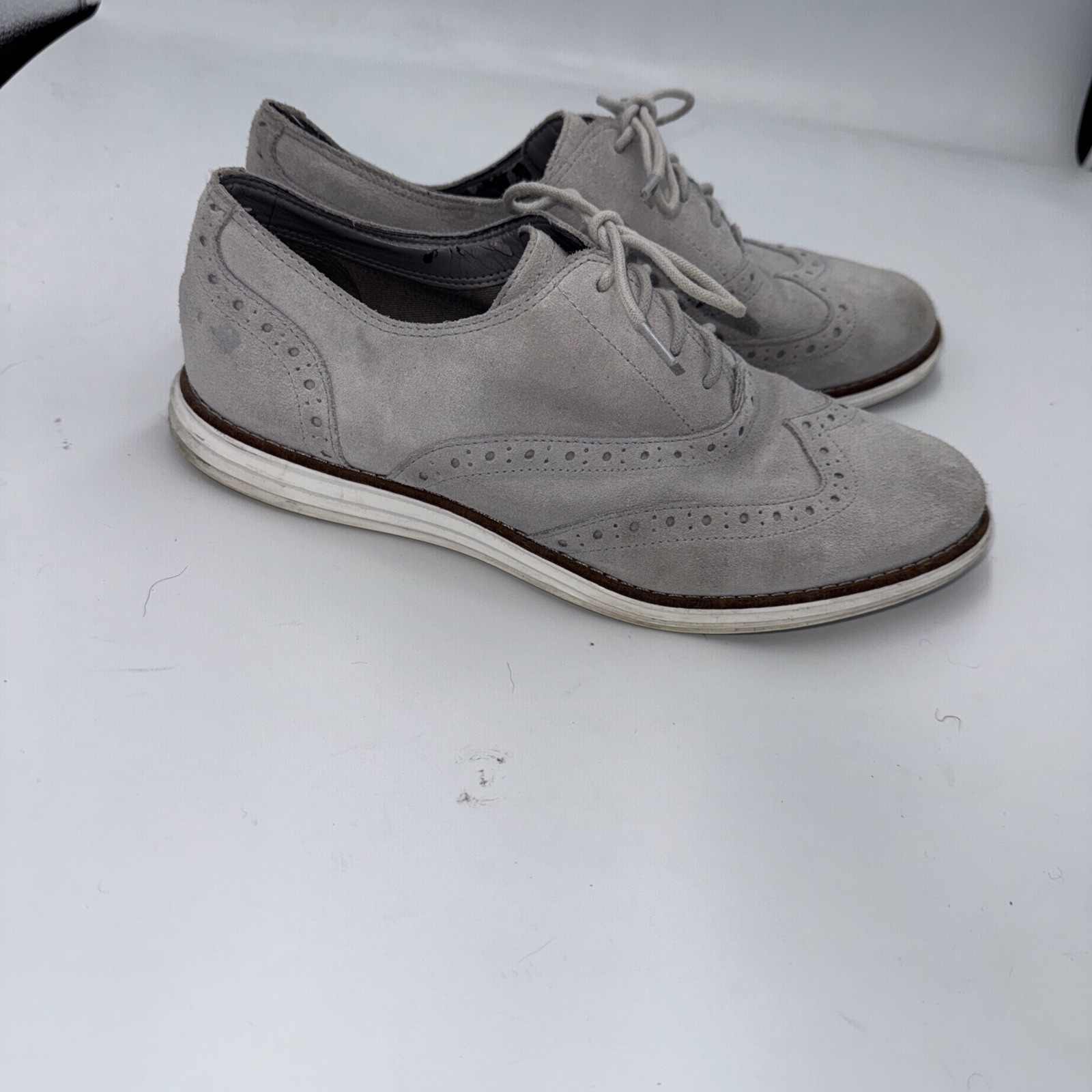 Cole Haan Grand.OS Waterproof Wingtip Oxfords Mens 8.5 B Gray Dress Shoes