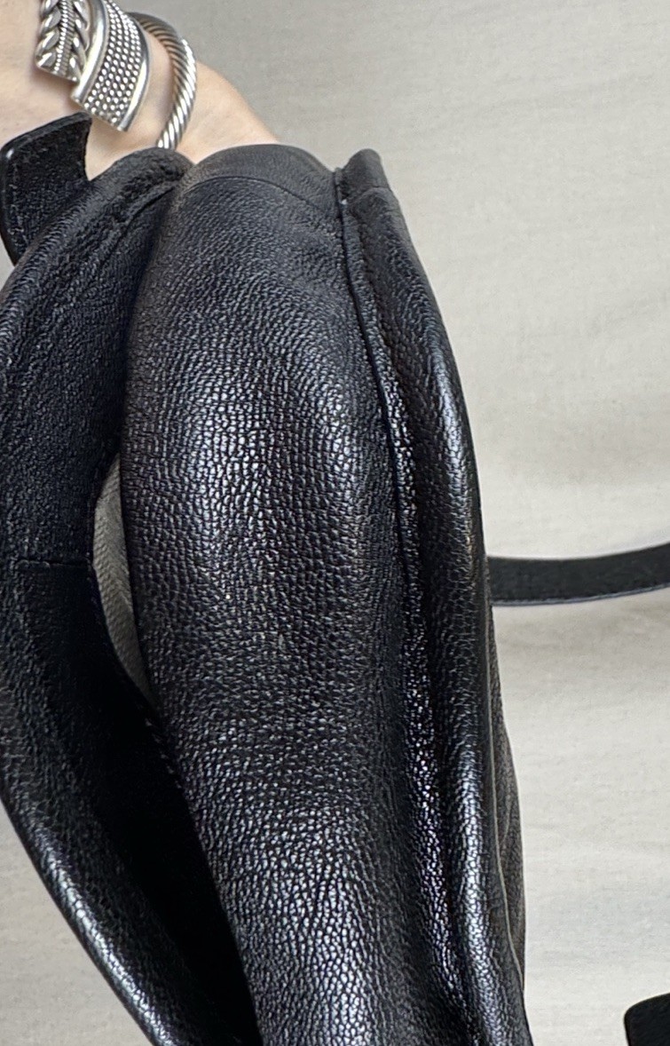 Michael Kors Black Leather Small Saddle Crossbody Bag Gold Buckle