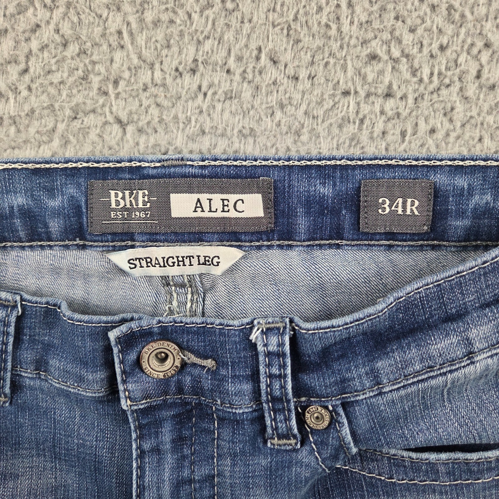 BKE Alec Jeans Mens 34R (33×31) Blue Straight Denim Stretch Casual