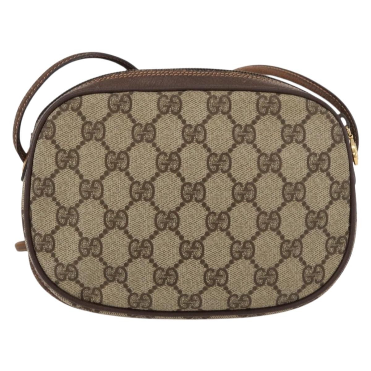 GUCCI GG Supreme Web Sherry Line Bag PVC Beige Gold 007 58 6112 Auth 176401