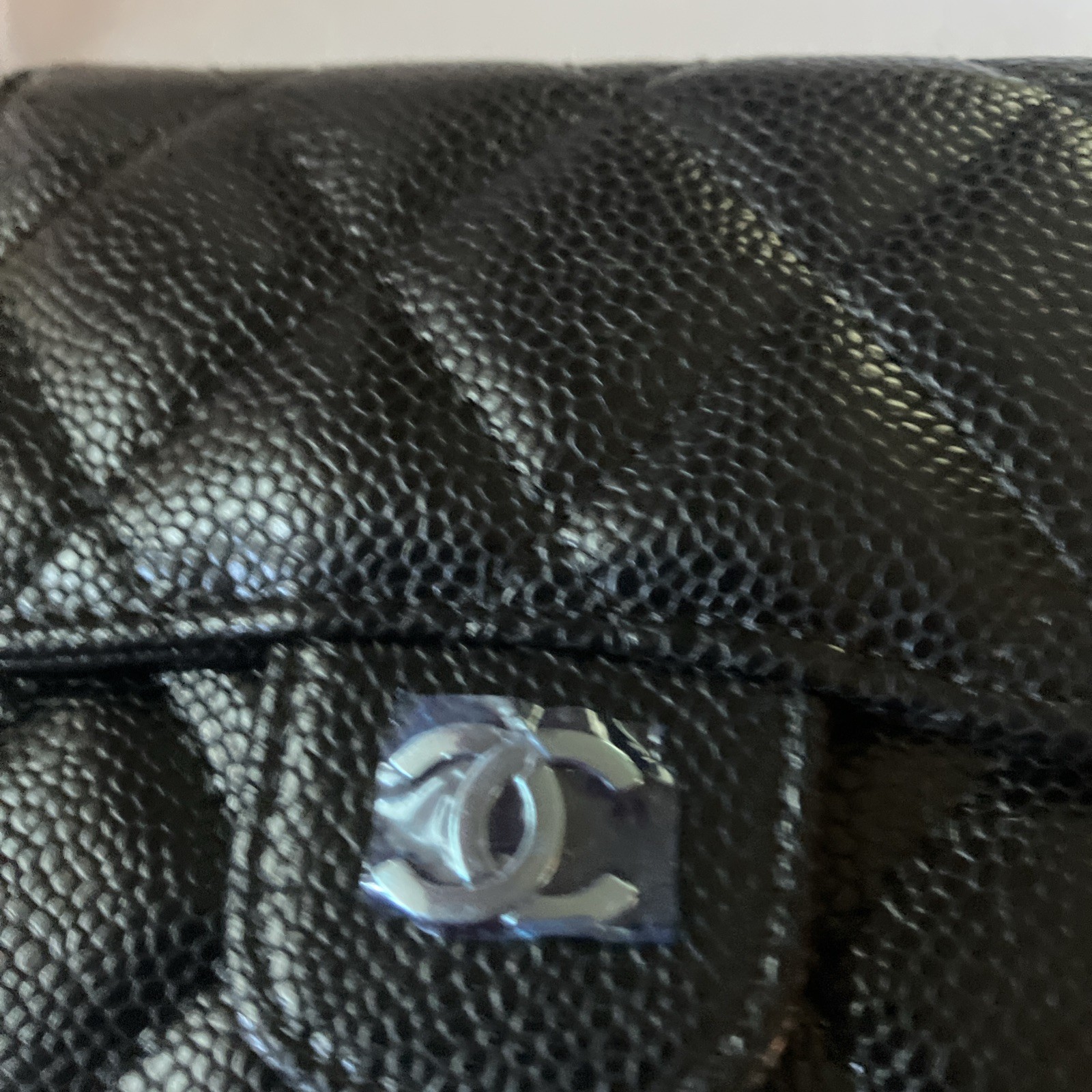 CHANEL Matelasse Coco Mark Lambskin Black Trifold Long Flap Wallet