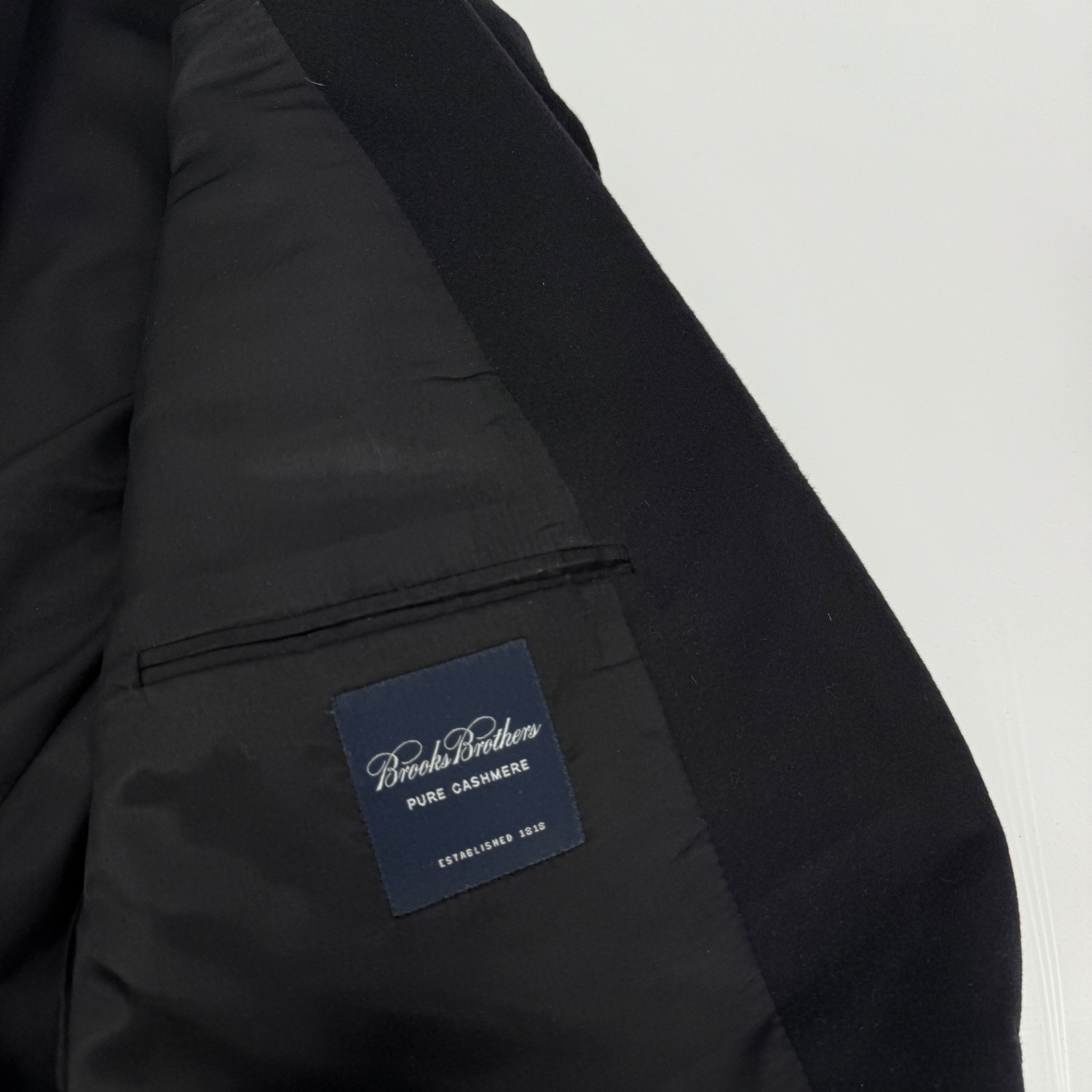 VTG Brooks Brothers Mens Cashmere Blazer Sport Coat 46R Jacket Black Made USA