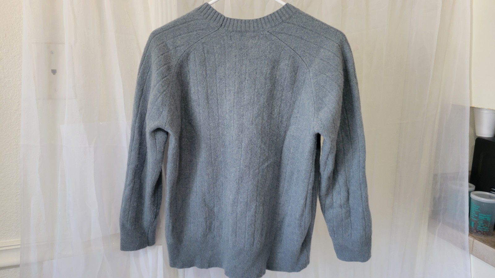 Everlane Women 100% wool Light Blue wool Ribbed Crewneck Sweater Size Large