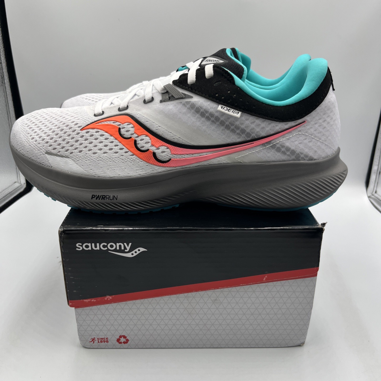 Size 11.5 – Saucony Ride 16 White Pink Gravel