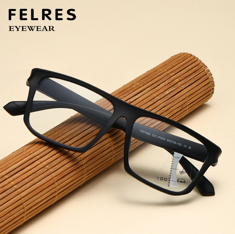 Men TR90 Progressive Multifocus Photochromic Reading Glasses Square Sunglasses