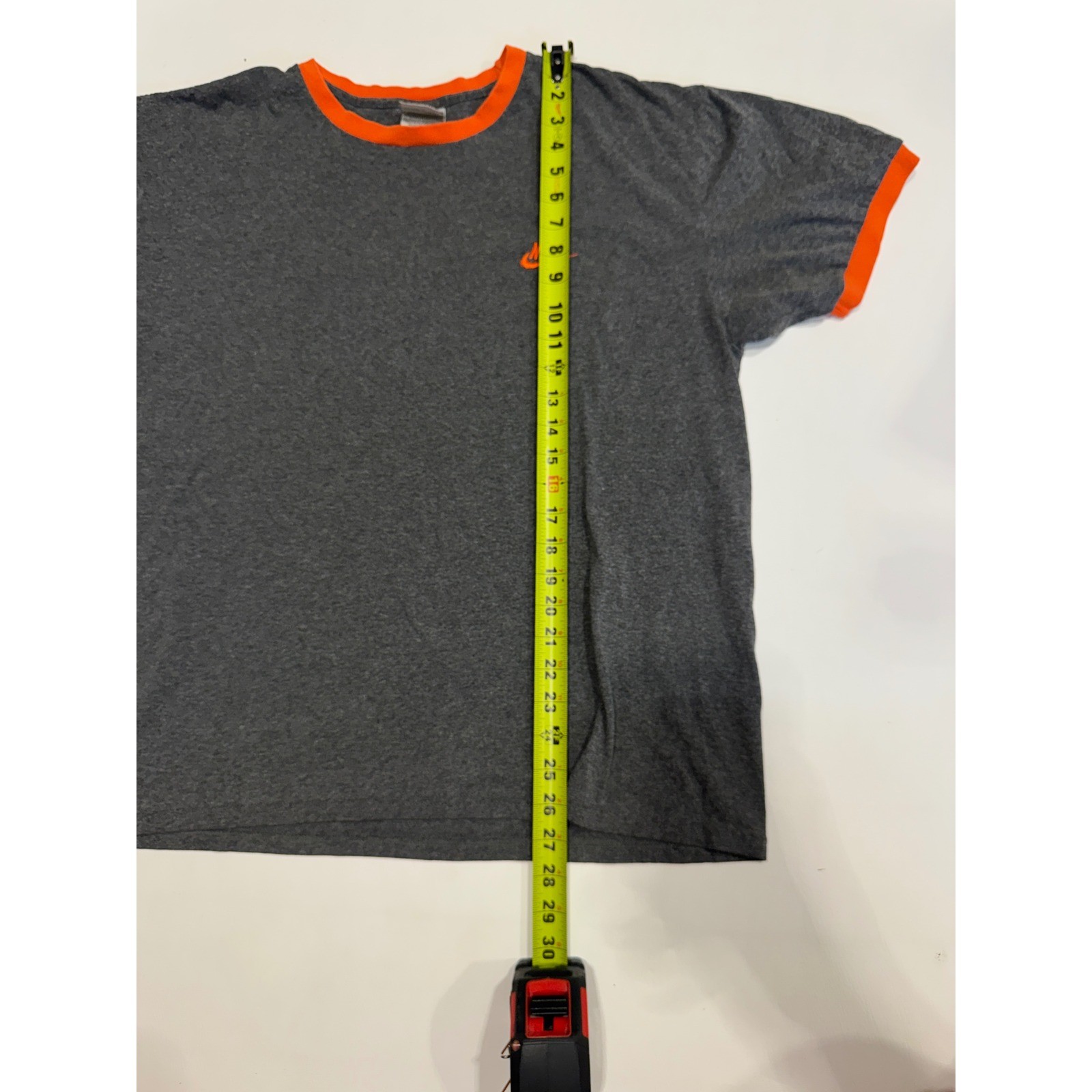 Nike Mens Ringer T-Shirt Gray Orange Embroidered Logo Size Large RN 56323